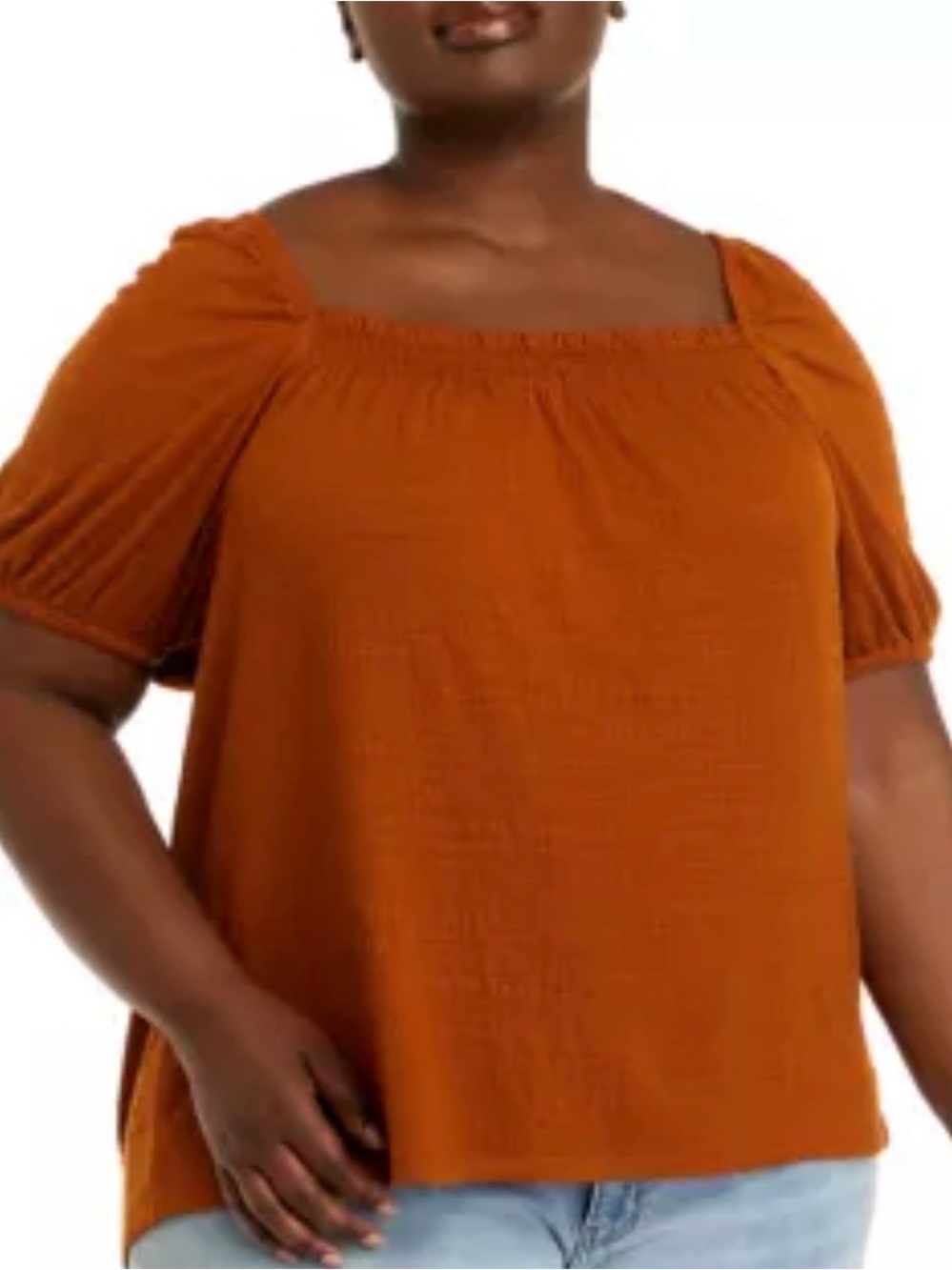 Wonderly Rust Orange Peasant Scoop Neck Tunic